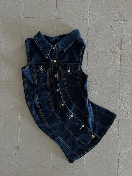 DENIM CURVED SLEEVES SHIRT