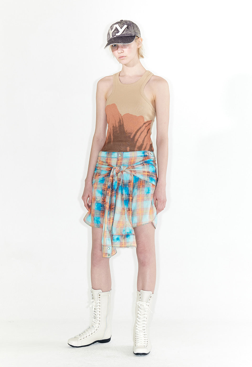 FLOWER RACER TANK BEIGE