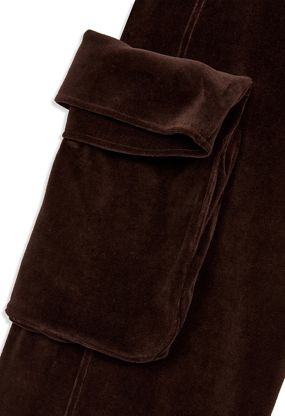 Rolled Waist Velour Cargo Pants