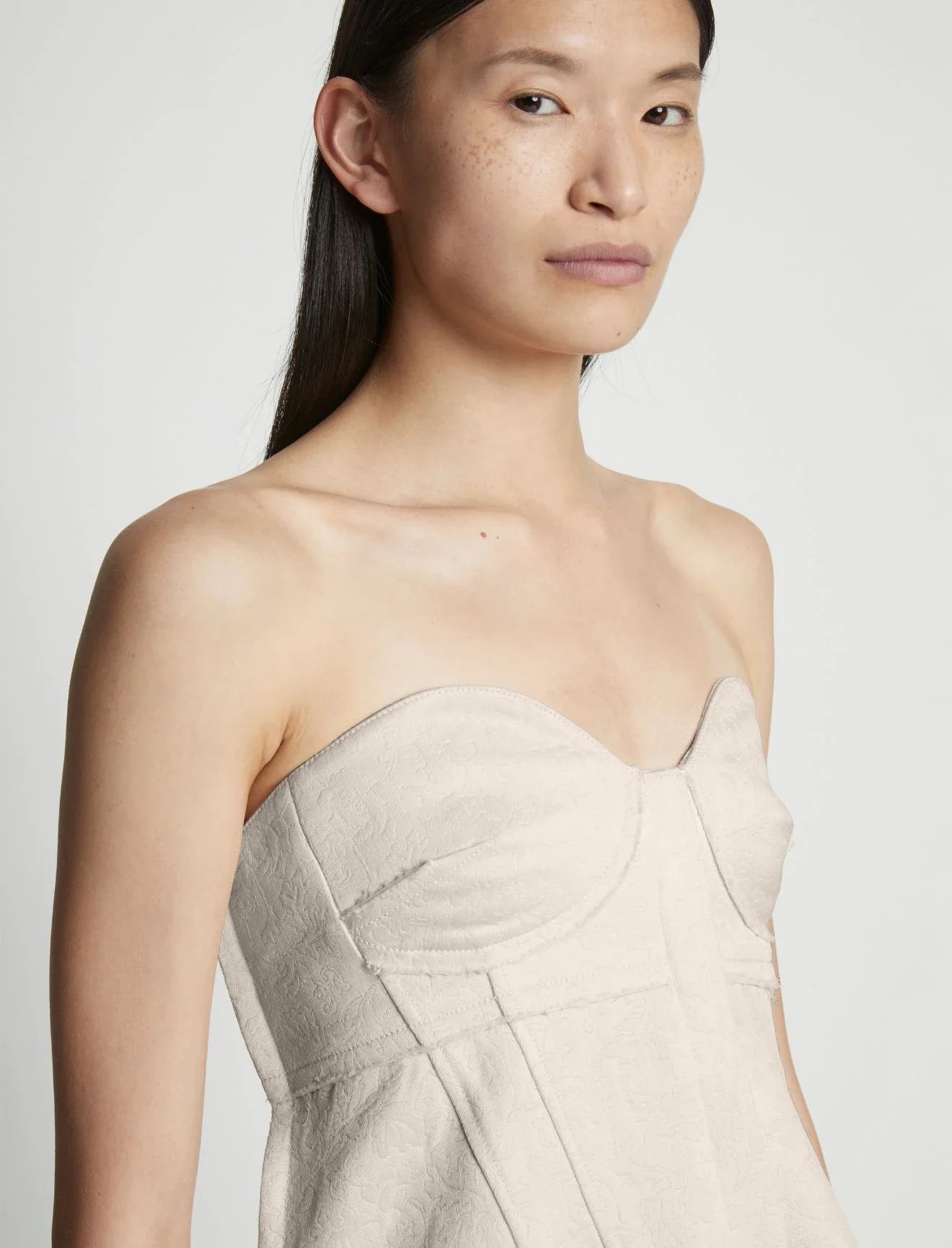 COTTON WOOL JACQUARD OFF WHITE BUSTIER