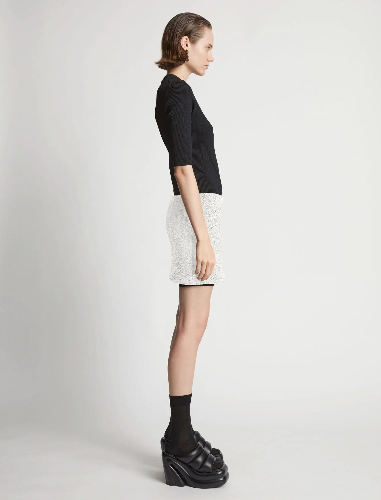 STRETCH BOUCLE MINI SKIRT W