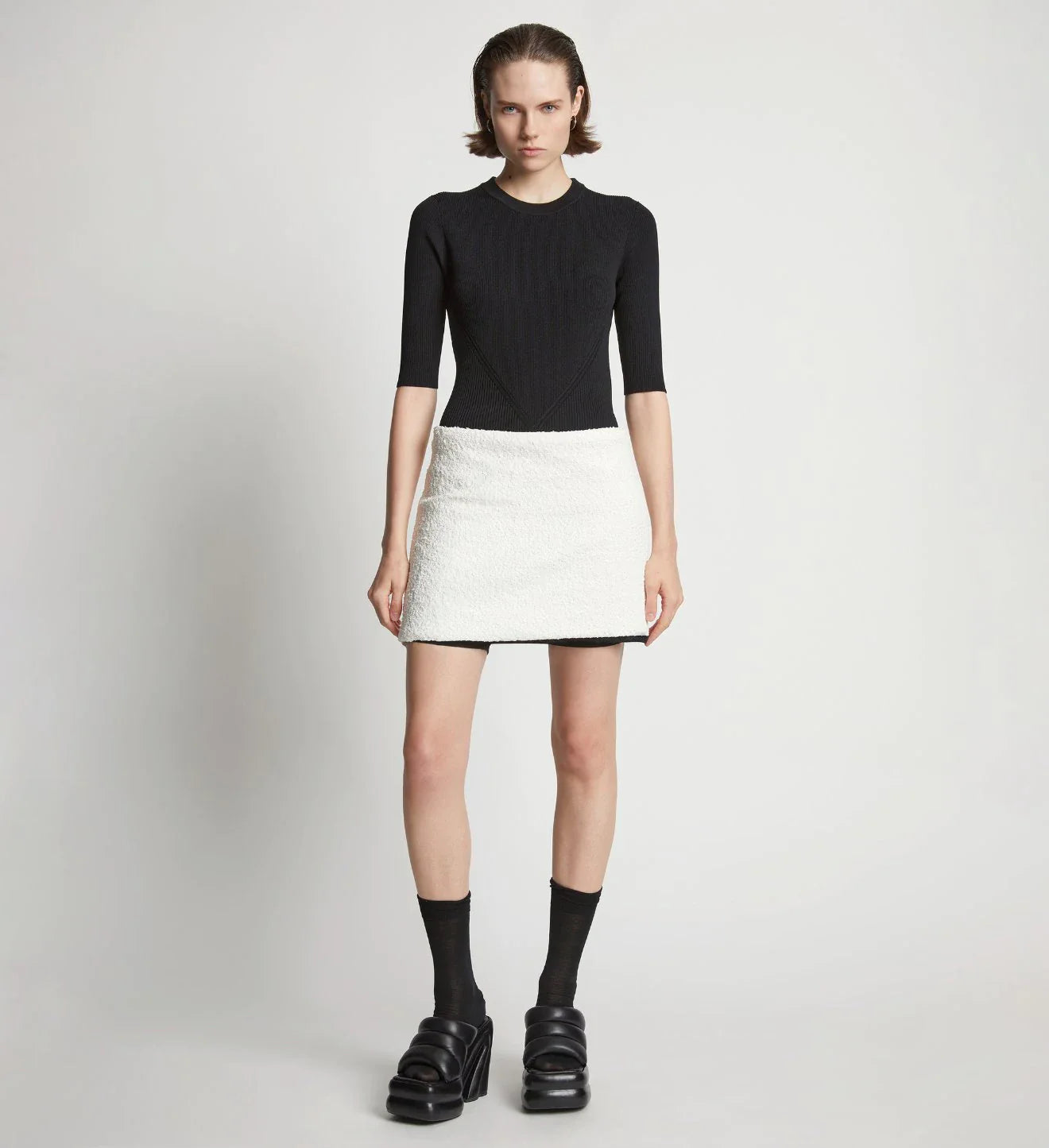 STRETCH BOUCLE MINI SKIRT W