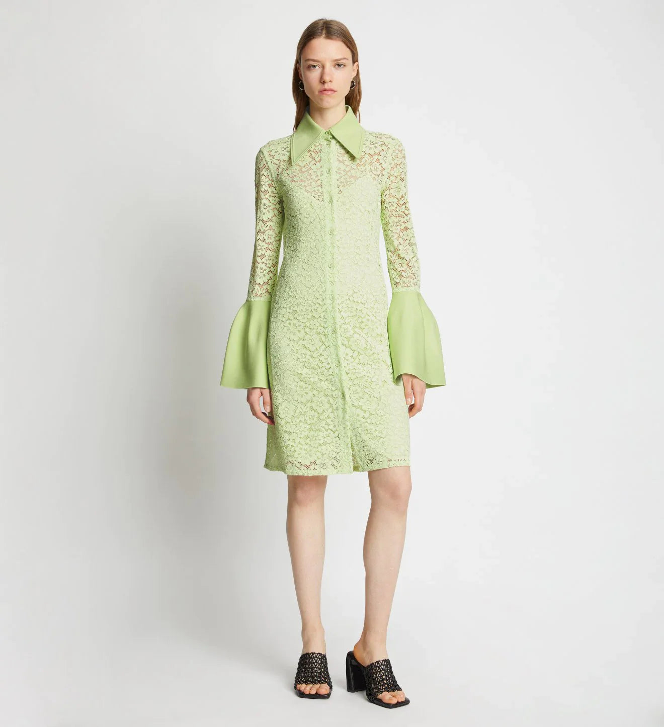 STRETCH LACE SHIRT DRESS