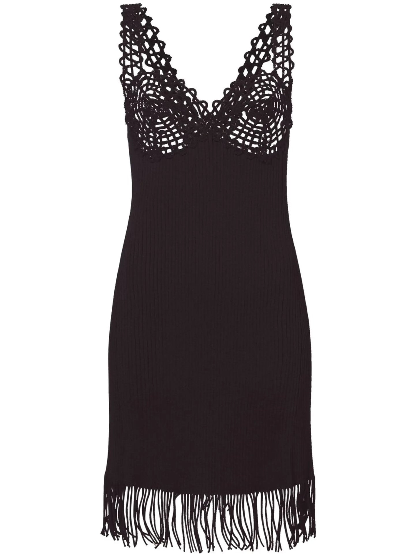RIB KNIT LACE DRESS BLACK