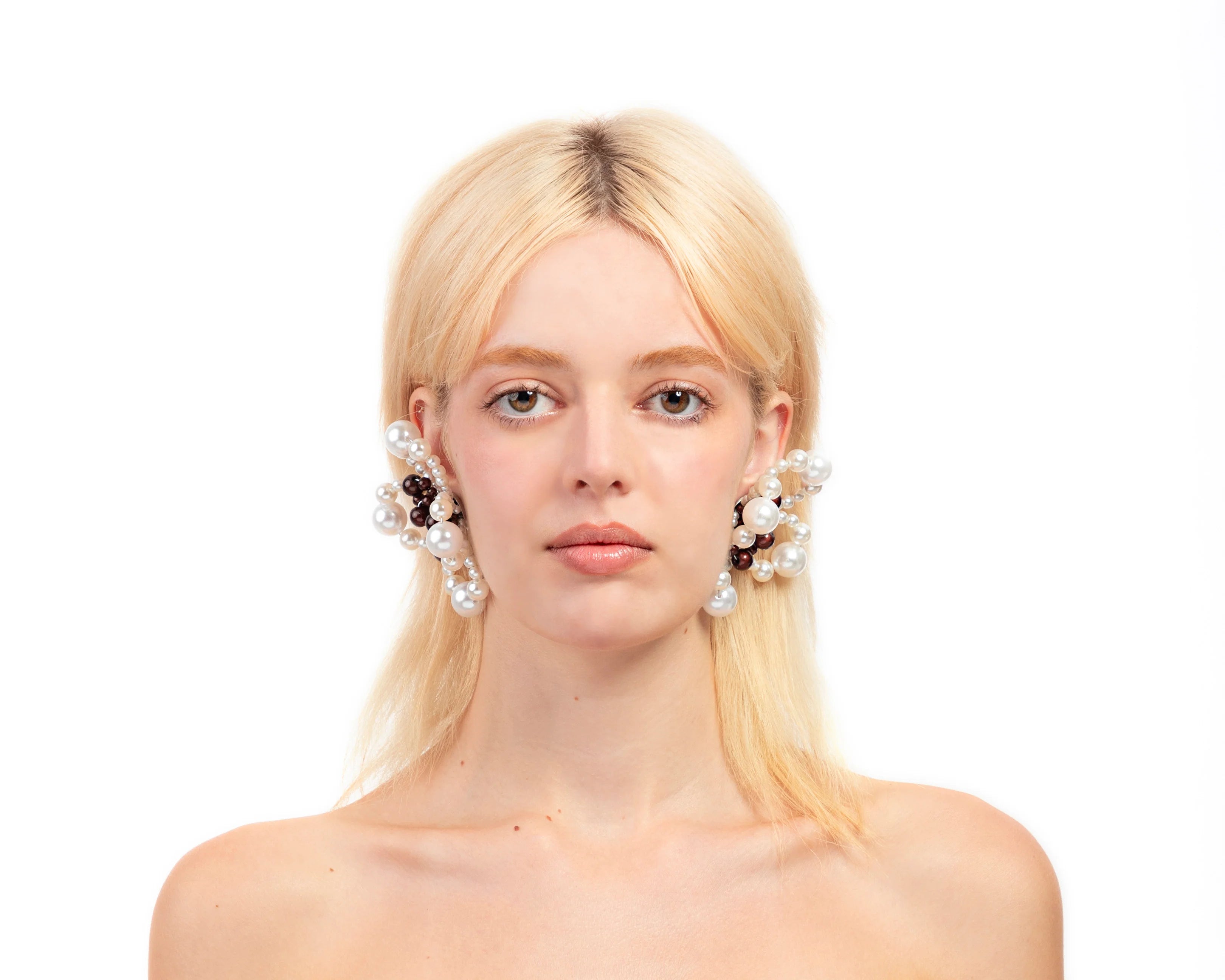 CANDY EARRINGS - PEARL/REFLECTIVE BROWN