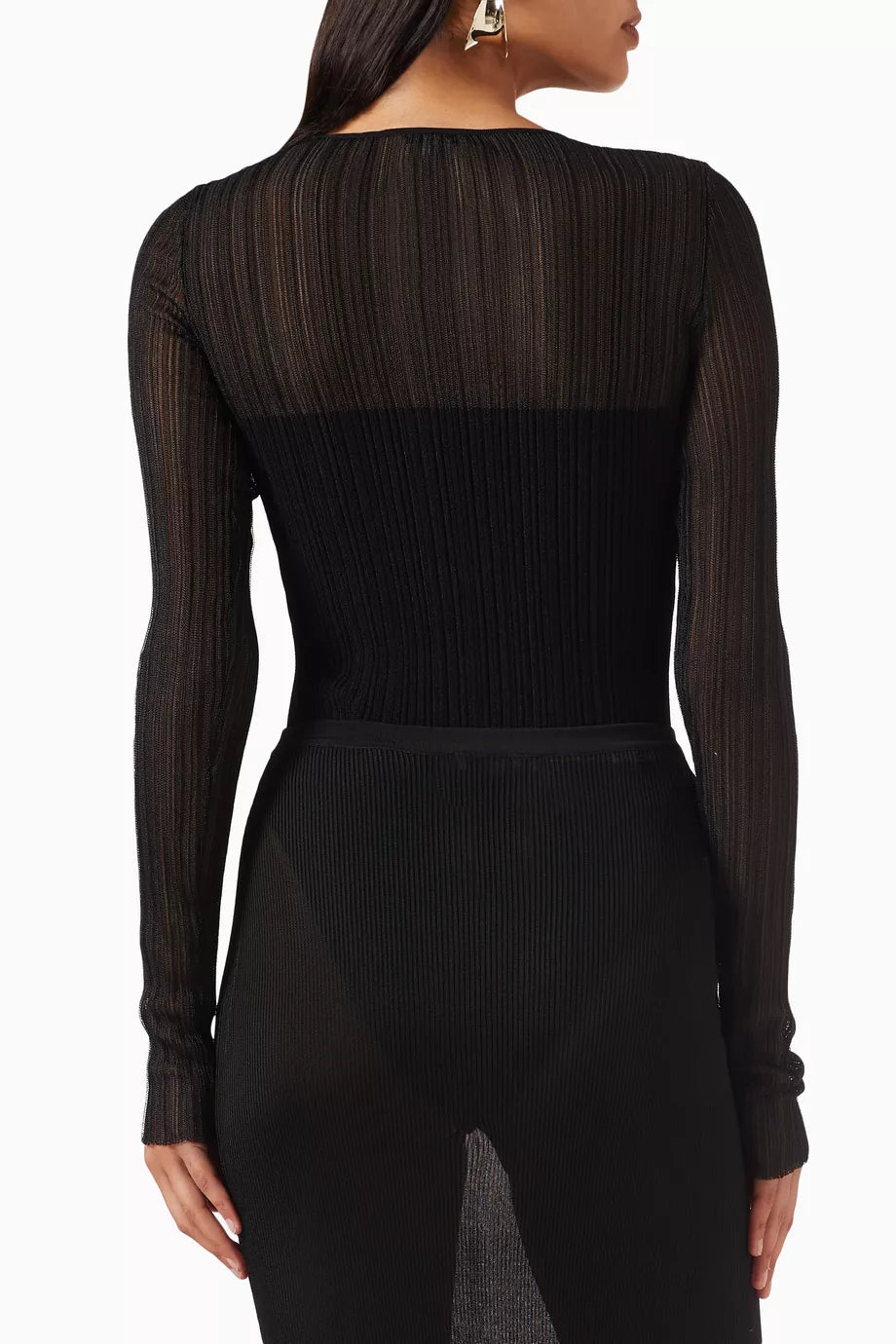 FINE SEMI-SHEER PLISSE RIB BODYSUIT
