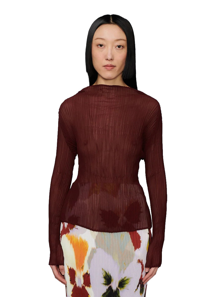 Lee Handpleated Top in Bordeaux
