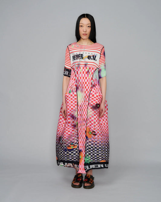 HANDLPLEATED UMA DRESS IN LOTHAR