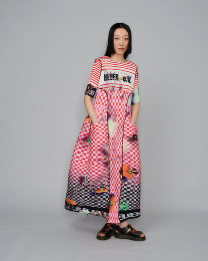 HANDLPLEATED UMA DRESS IN LOTHAR