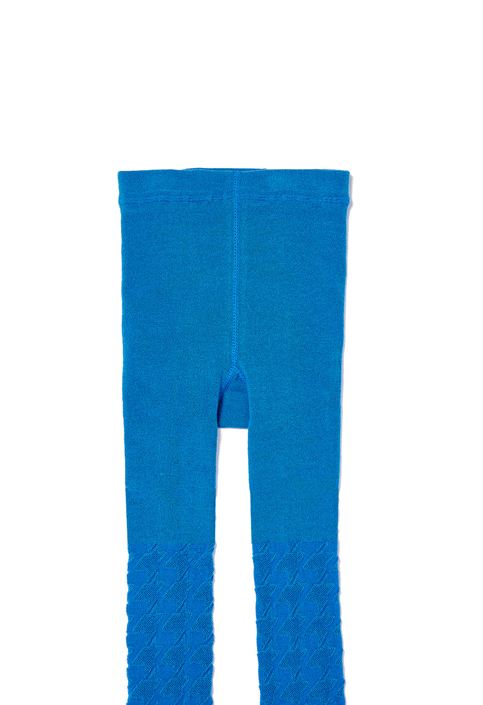 Knitted Hound's Tooth Star Tights Blue