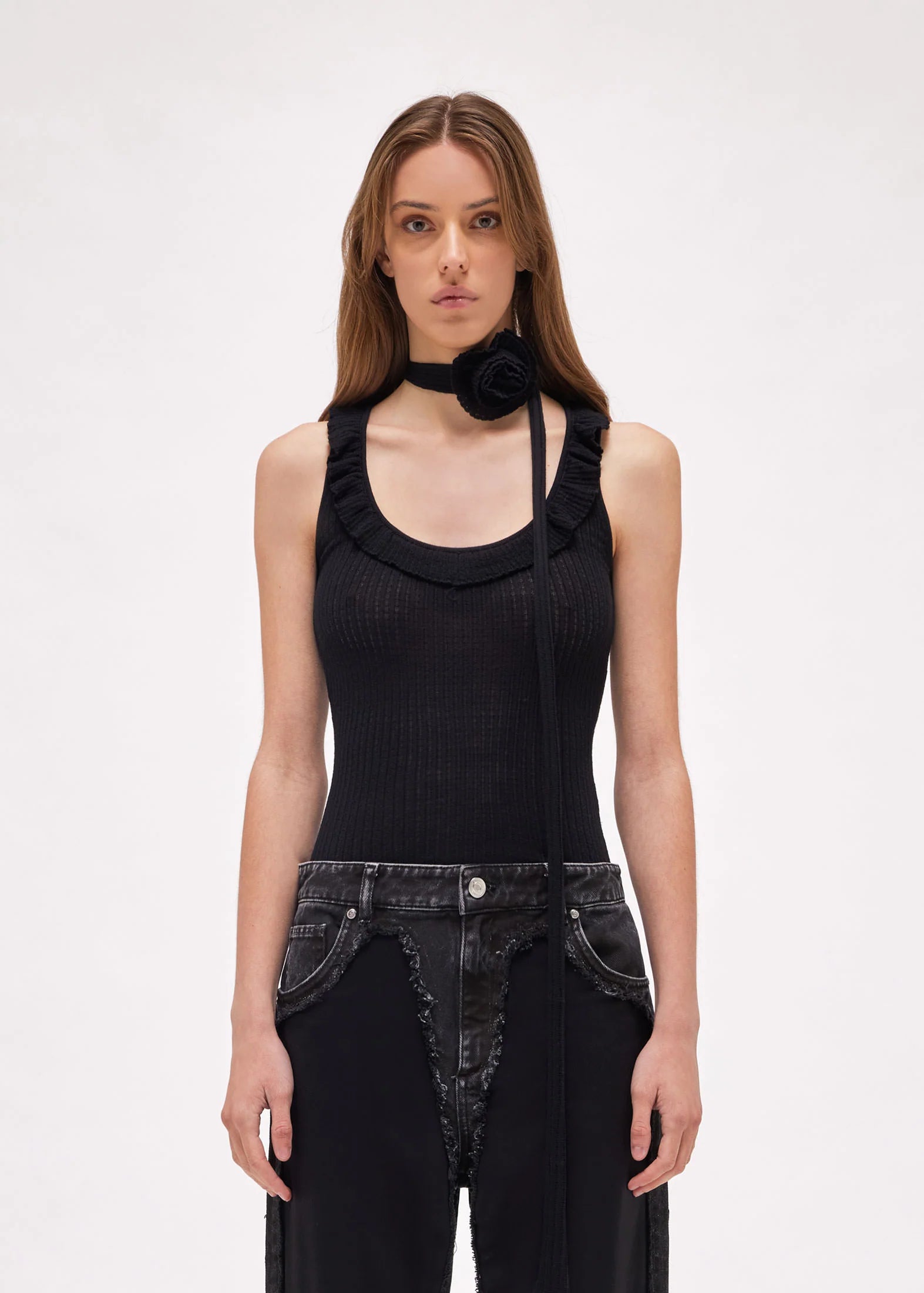KNITTED TOP WITH RUFFLES