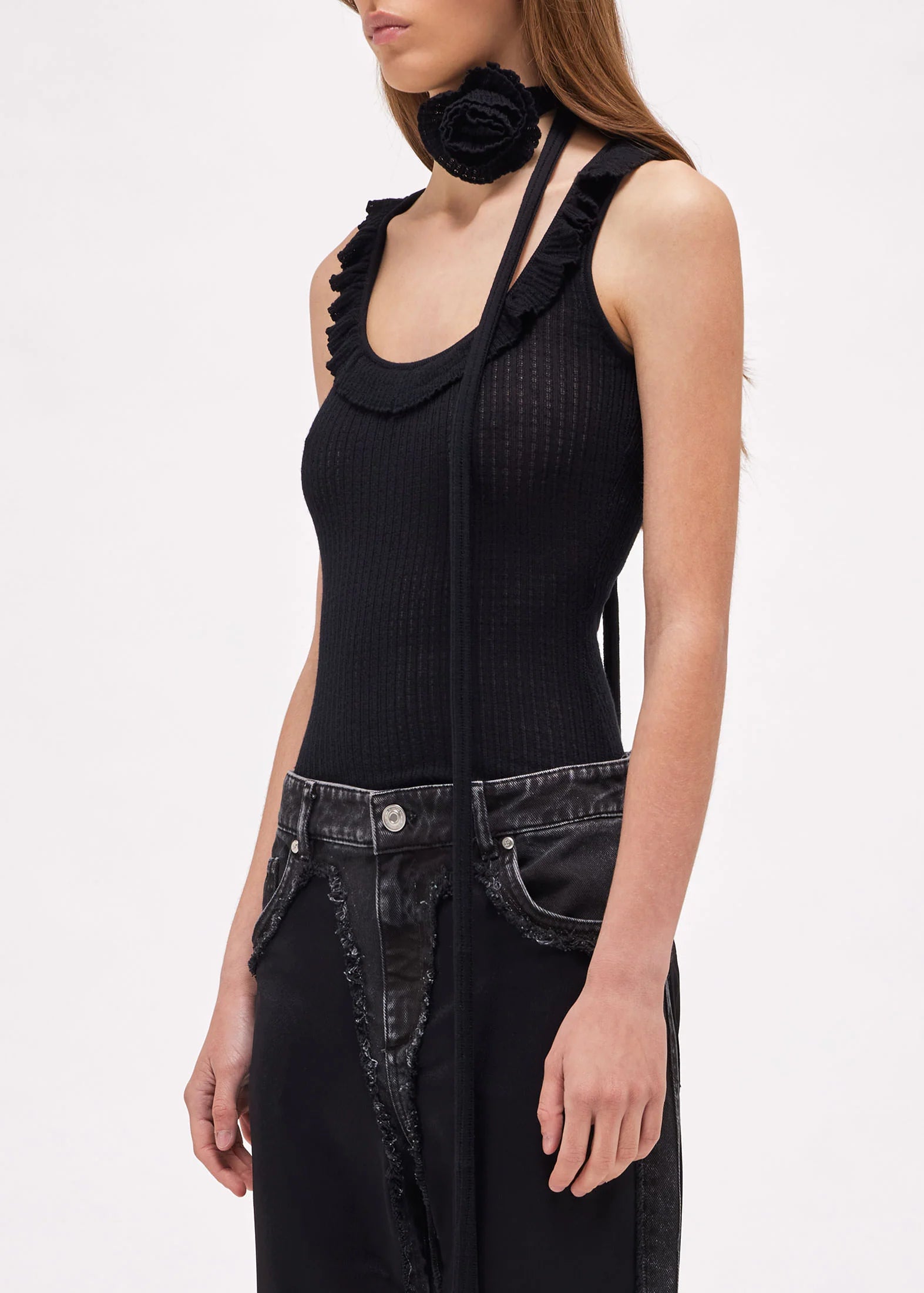 KNITTED TOP WITH RUFFLES