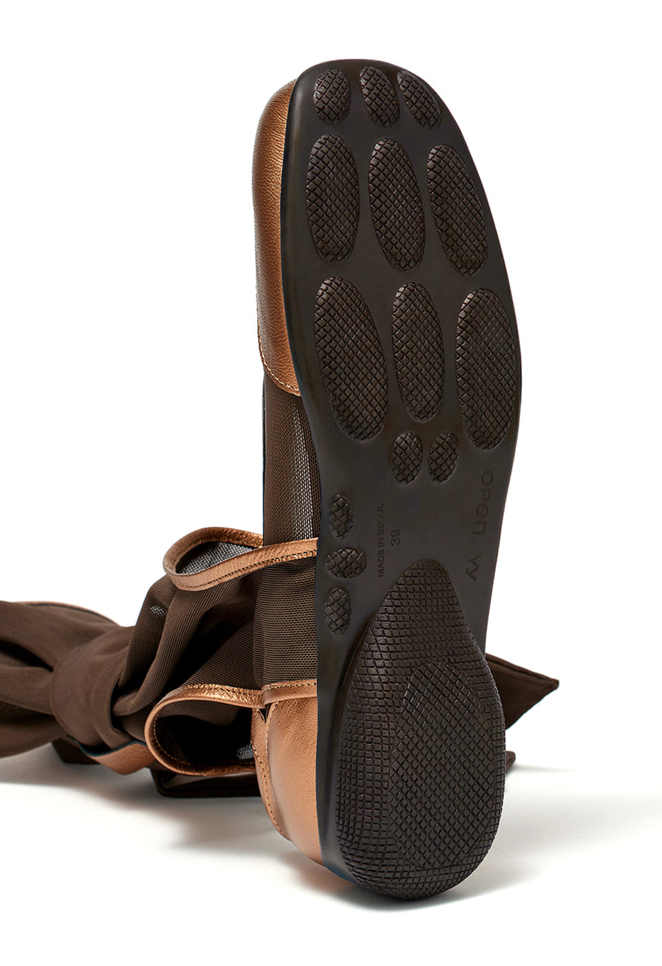 MESH RIBBON CUT-OUT BOOTS - BRONZE