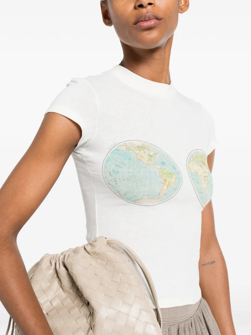 Hemispheres Map Printed Tee