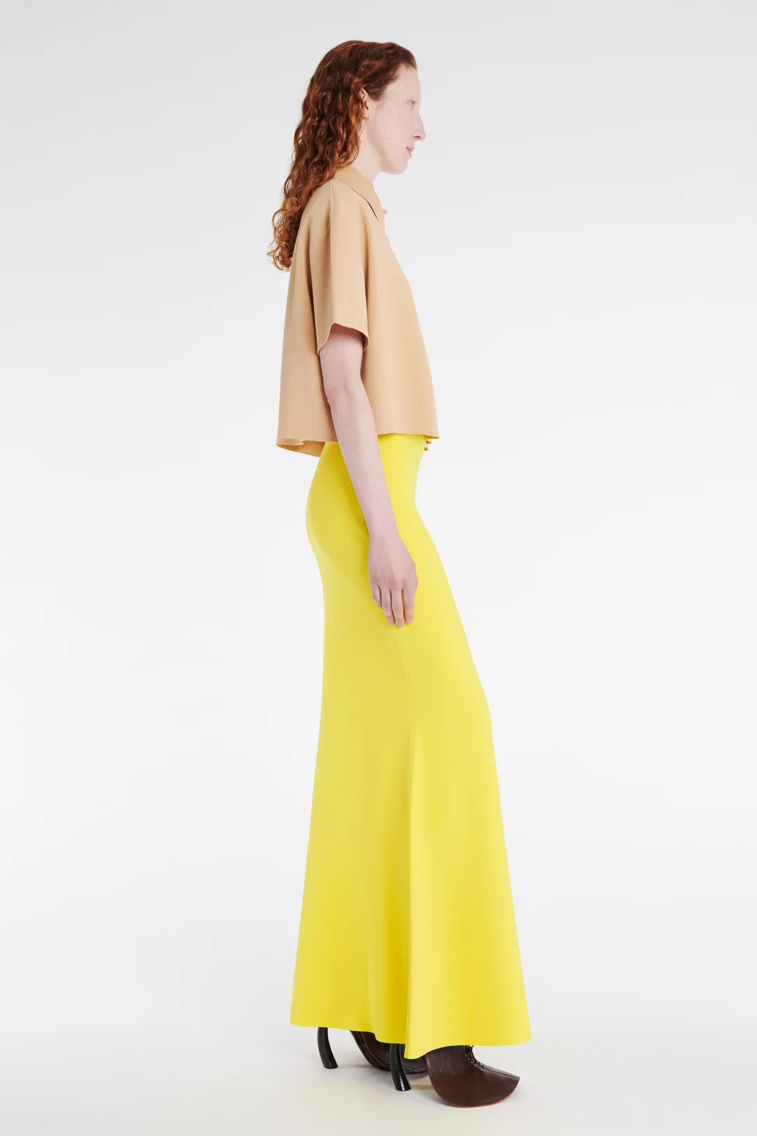 Knitted Flared Skirt With Cut Out