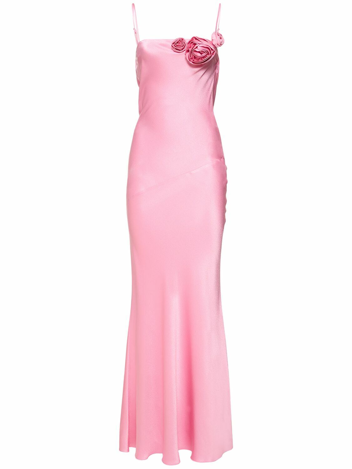 LONG DRESS WITH ROSE DÉCOR (IN LIGHT PINK)