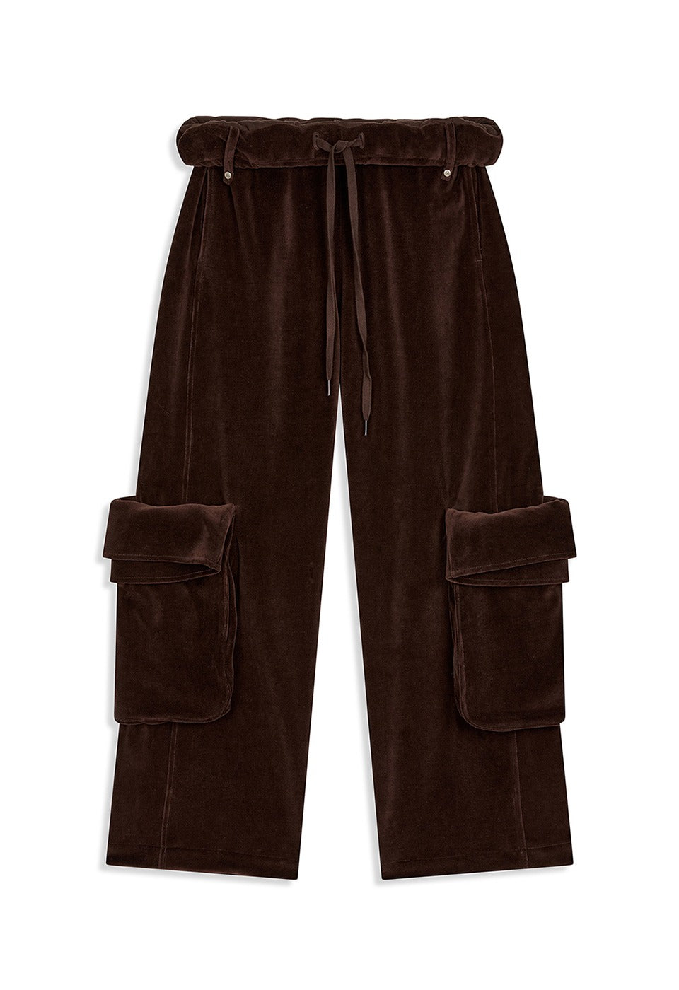 Rolled Waist Velour Cargo Pants
