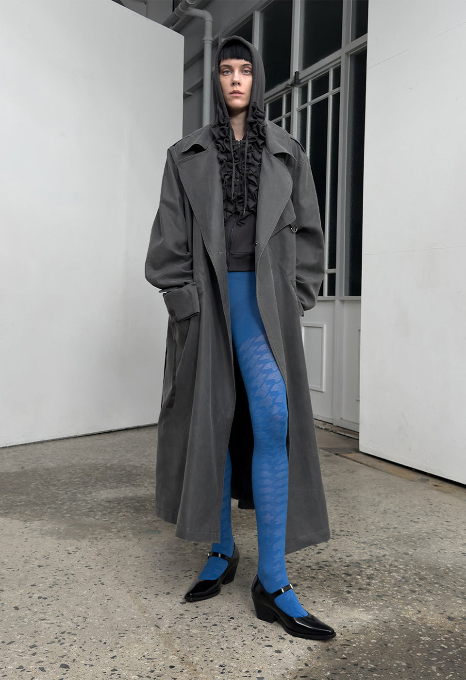 Knitted Hound's Tooth Star Tights Blue