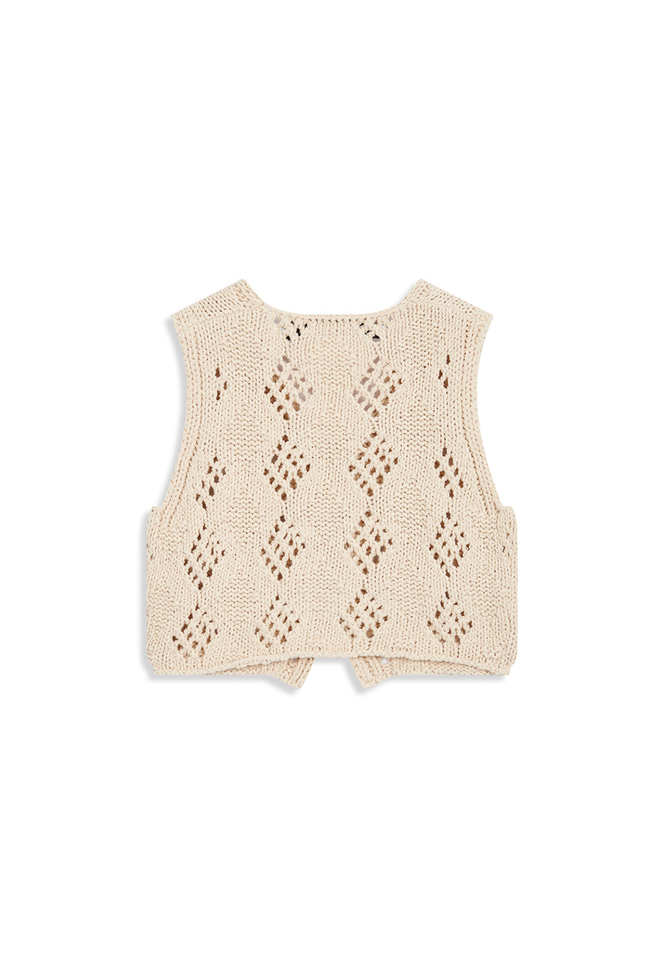 ARGYLE POINTELLE KNIT VEST BEIGE
