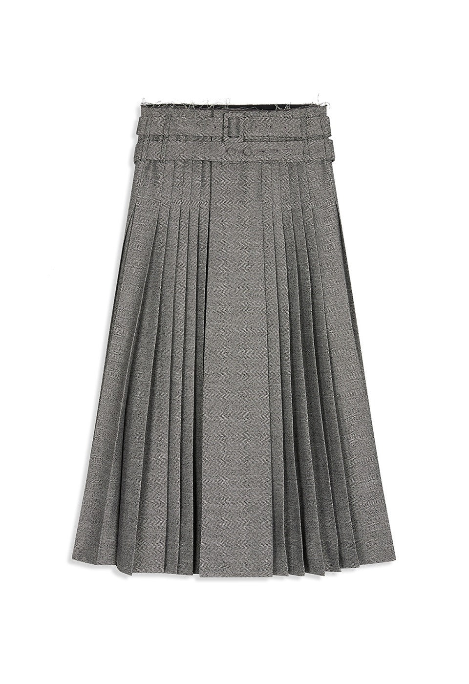 Woven Double Belted Maxi Skirt