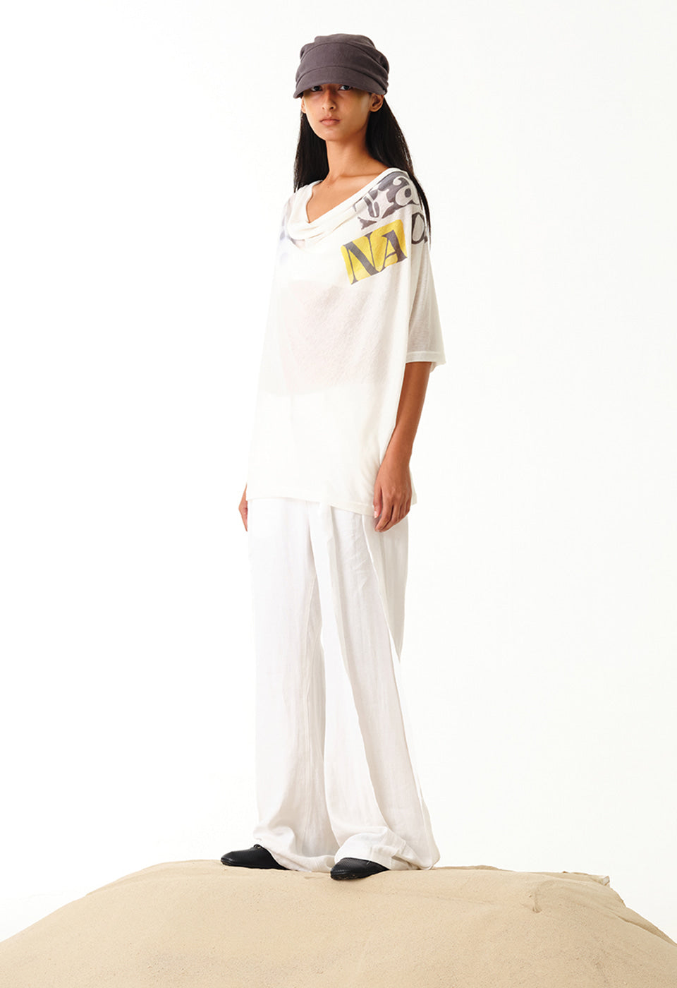 LINEN PANELLED RAW-CUT PANTS