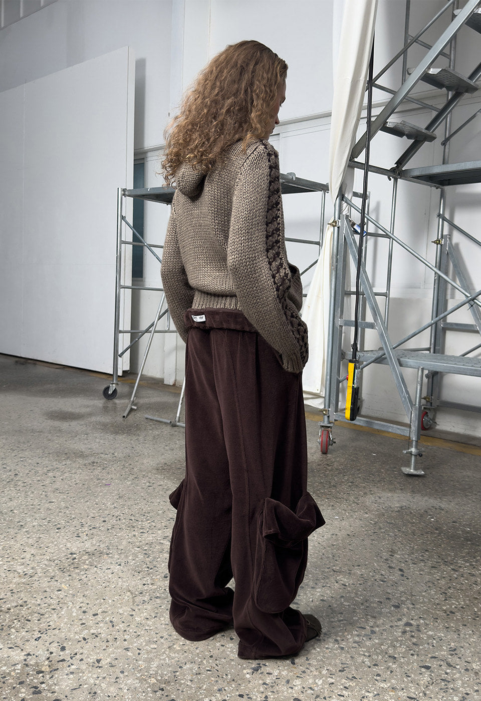 Rolled Waist Velour Cargo Pants