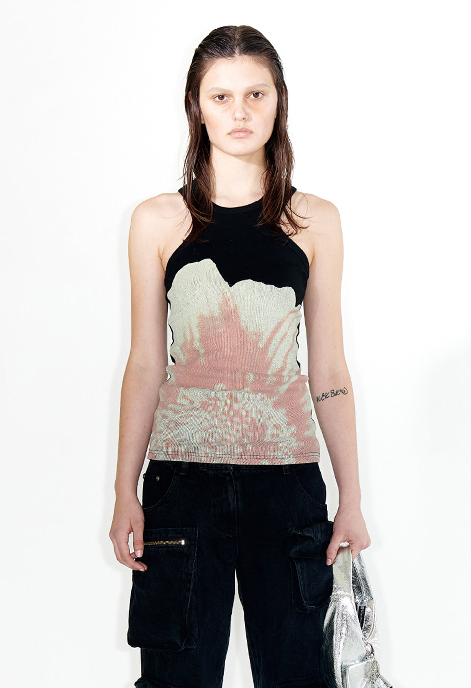 FLOWER RACER TANK BLACK