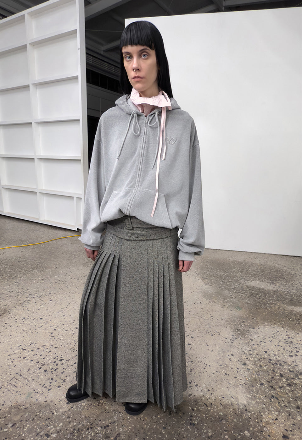 Woven Double Belted Maxi Skirt