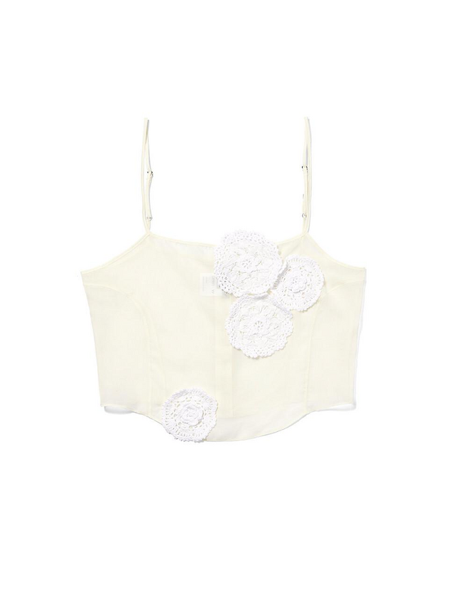 FLOWER APPLIQUÉ SHEER TOP IVORY