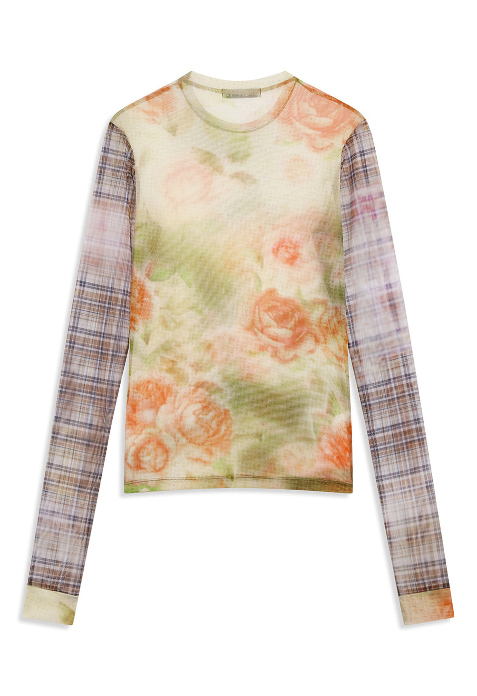 FLORAL MESH SLEEVE TOP