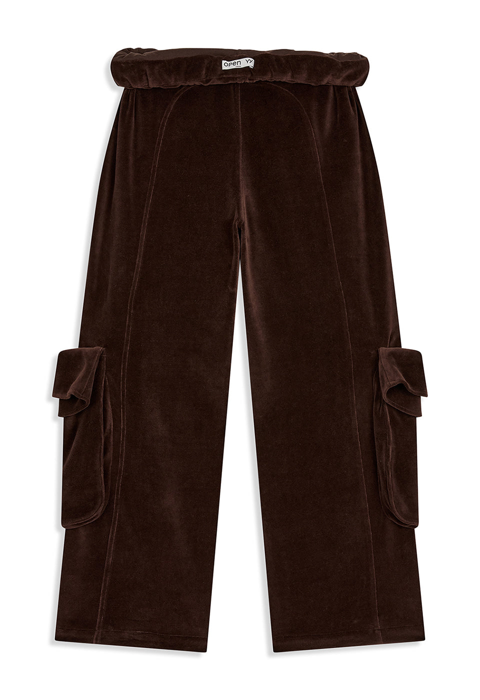 Rolled Waist Velour Cargo Pants