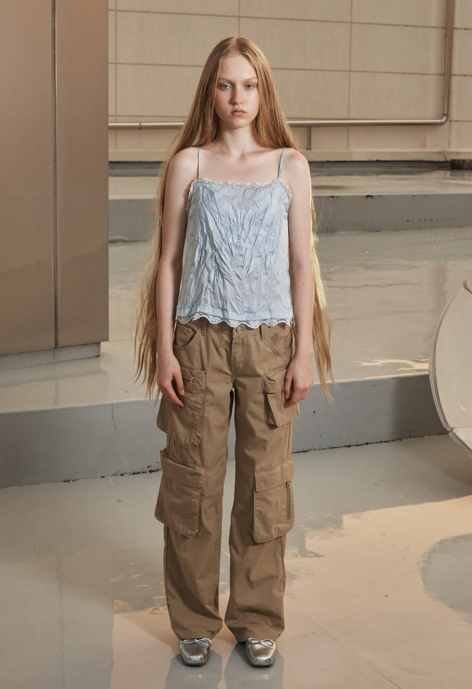 CARGO POCKET PANTS BEIGE