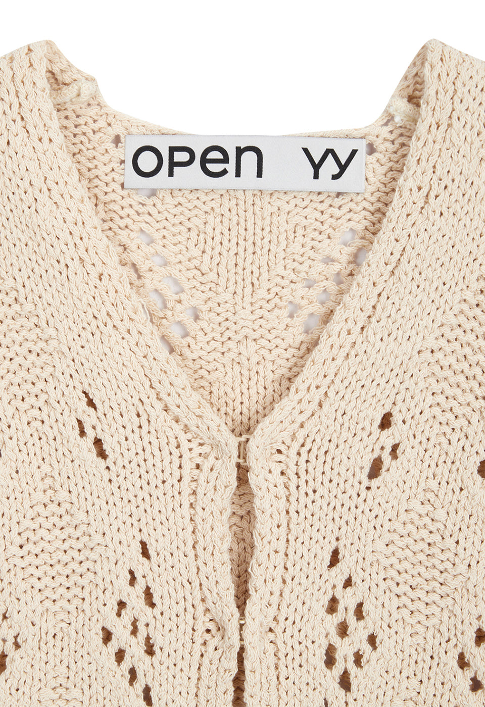 ARGYLE POINTELLE KNIT VEST BEIGE