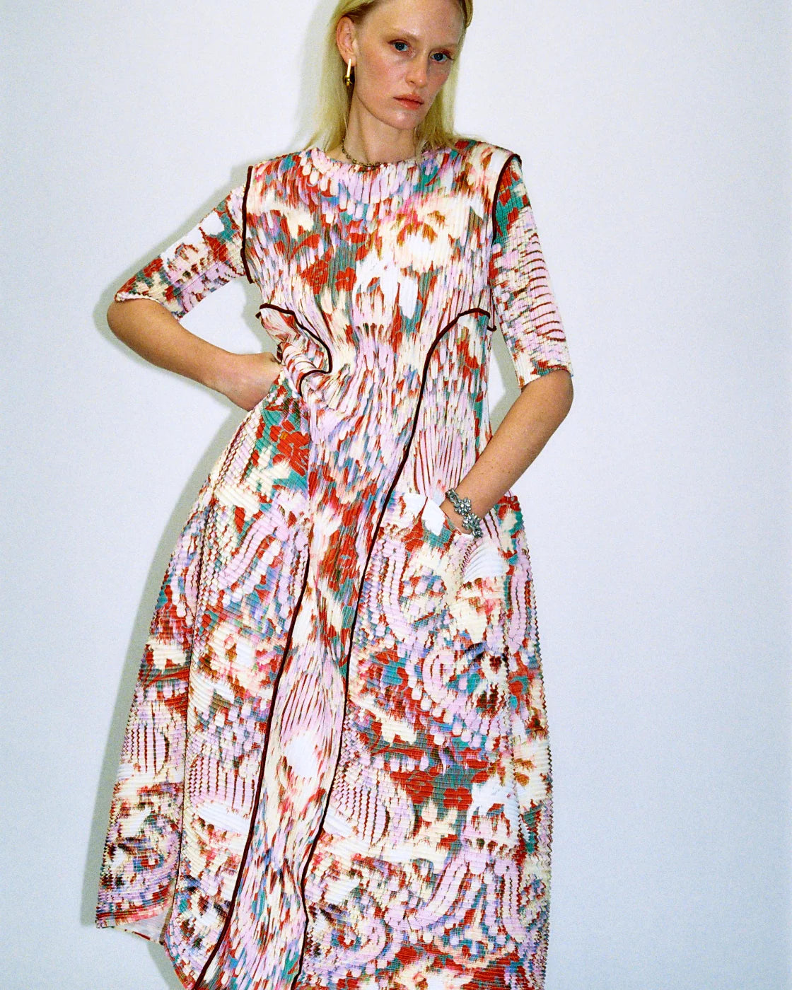 Uma Handpleated Dress in Jim
