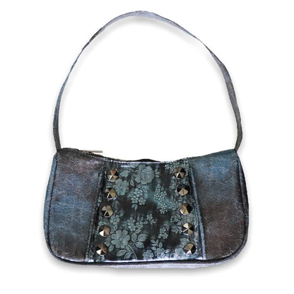 STUDDED FLOWER LEATHER SHOULDER BAG