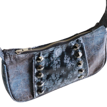 STUDDED FLOWER LEATHER SHOULDER BAG