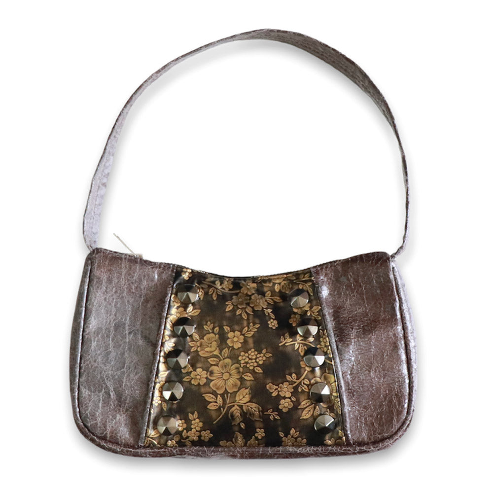 STUDDED FLOWER LEATHER SHOULDER BAG