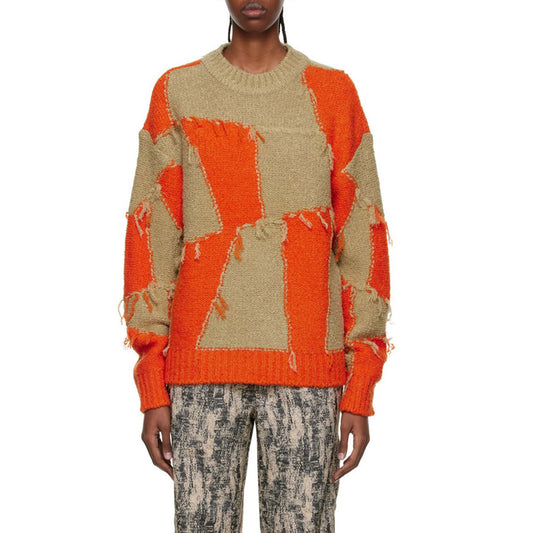 BEIGE & ORANGE ACRYLIC SWEATER