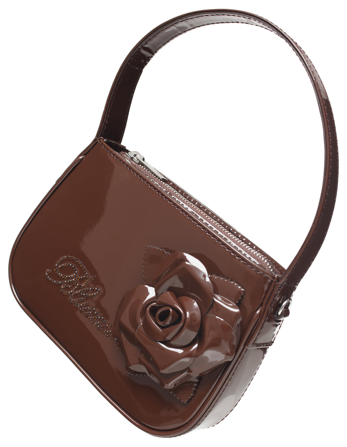 Brown Rhinestone Logo Bag