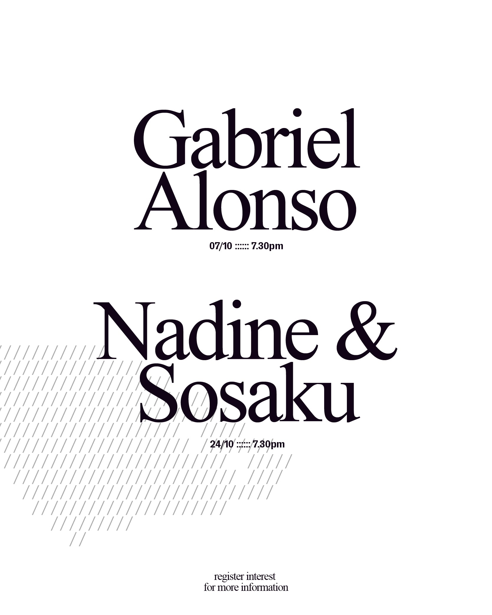 Book entry for the two events