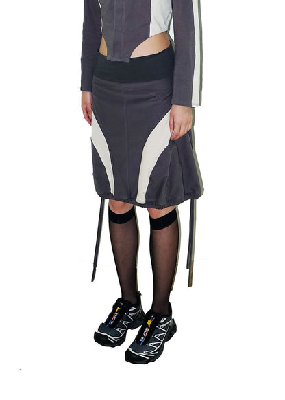 PLUG REVERSIBLE BALLOON SKIRT — CHARCOAL/CREAM