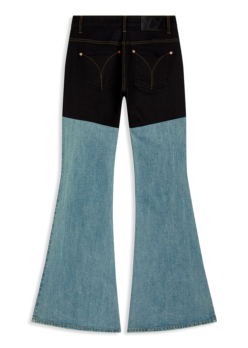 COLOR BLOCK BOOTCUT JEANS