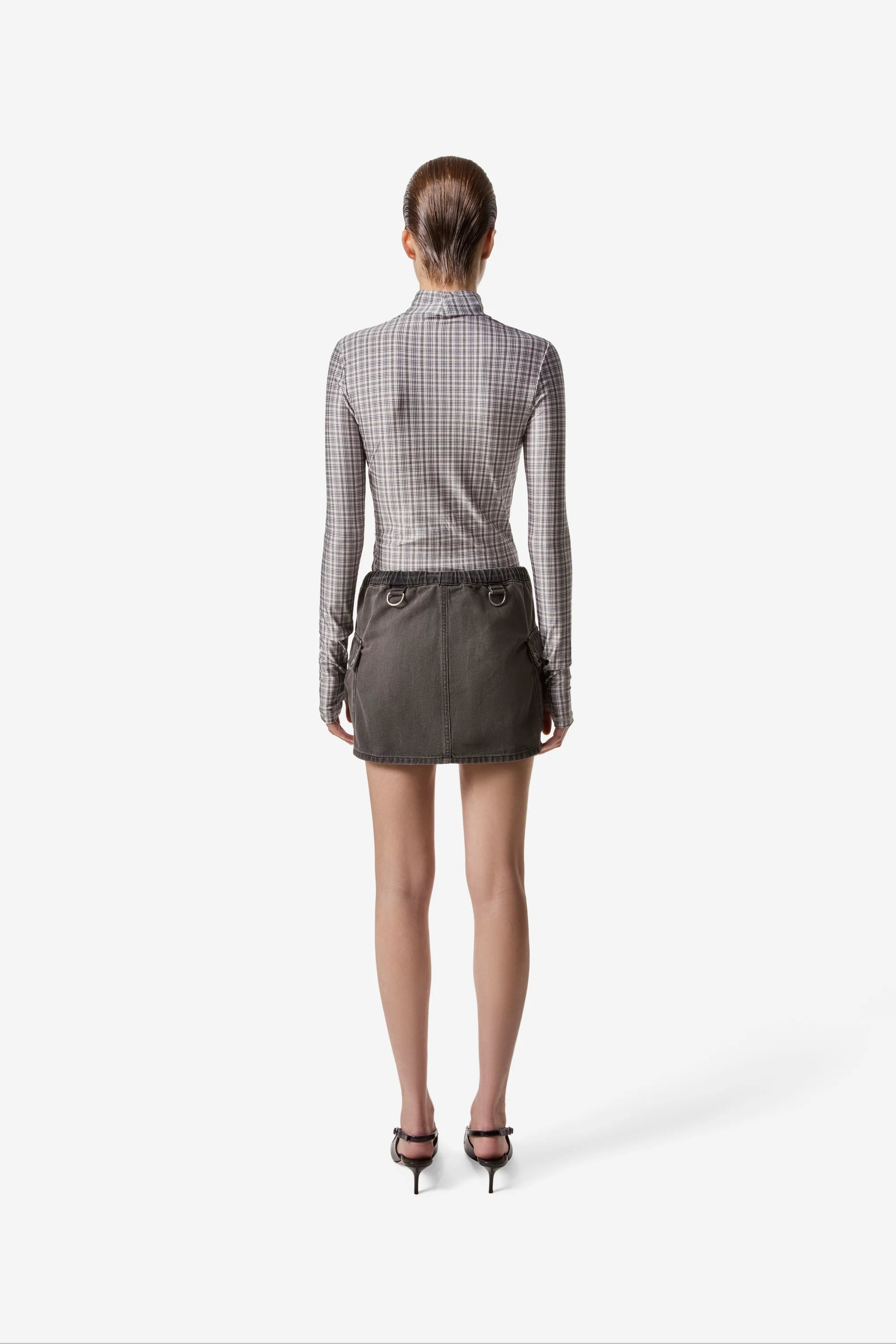 Black Denim Cargo Skirt