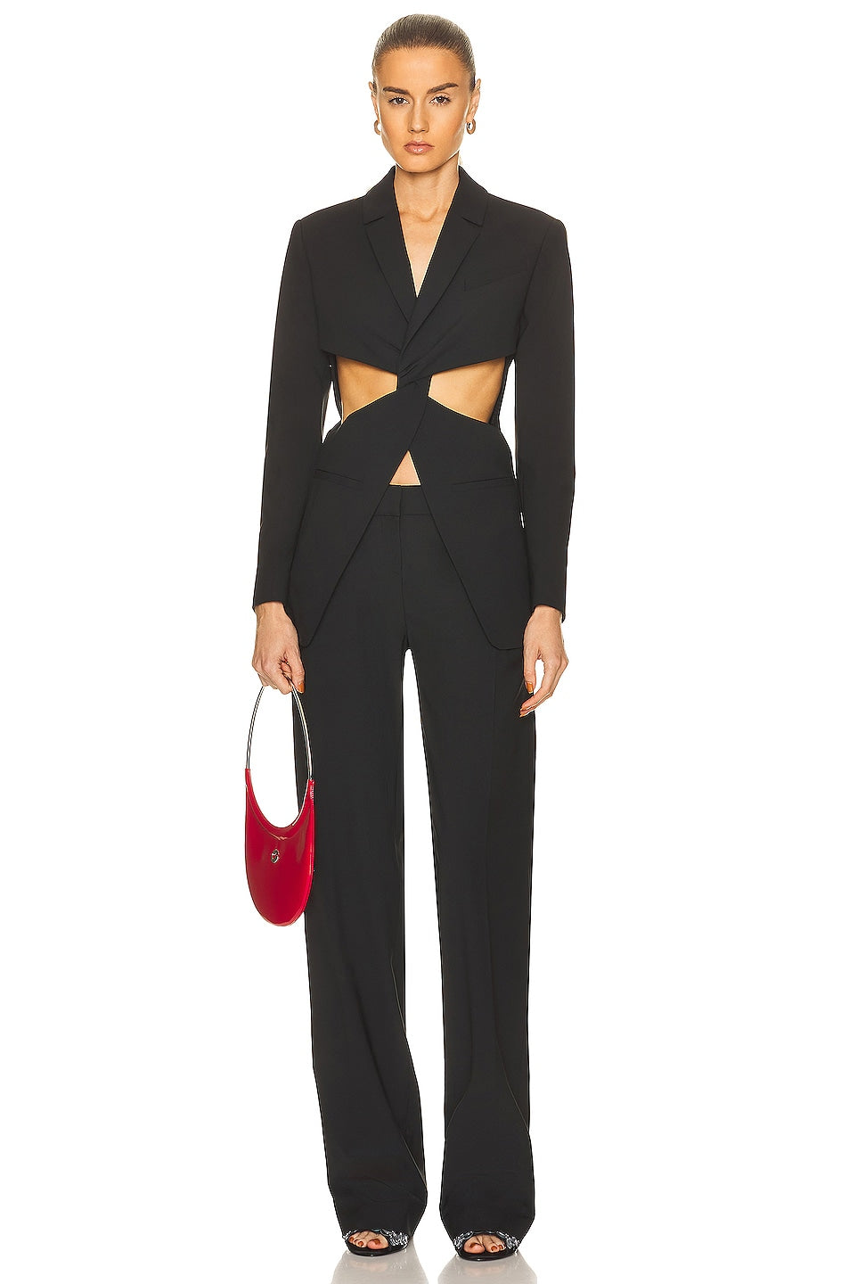 Twisted Cut-Out Tailored Jacket Black