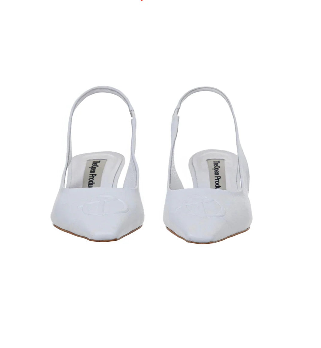 SYMBOL LOGO SLINGBACK HEELS WHITE