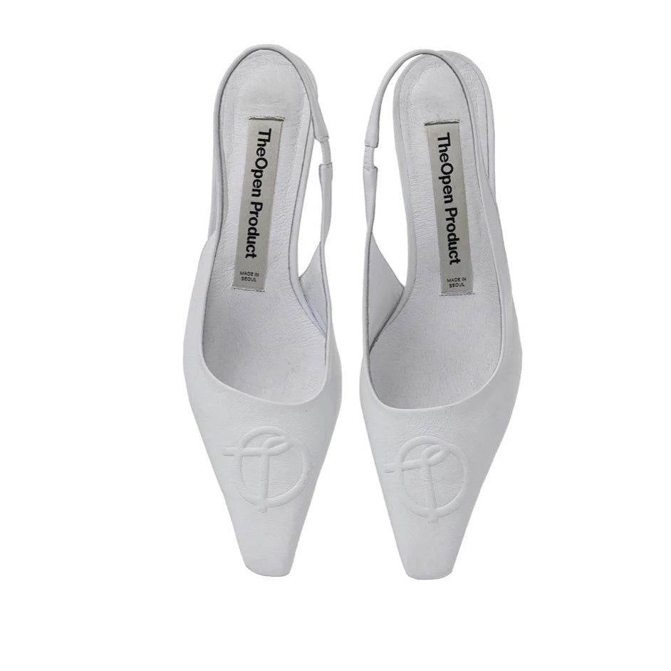 SYMBOL LOGO SLINGBACK HEELS WHITE