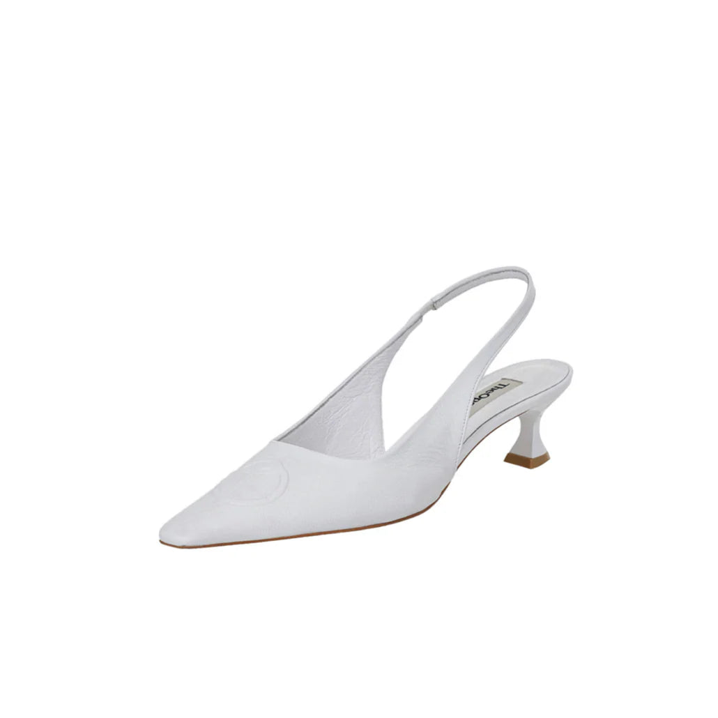 SYMBOL LOGO SLINGBACK HEELS WHITE