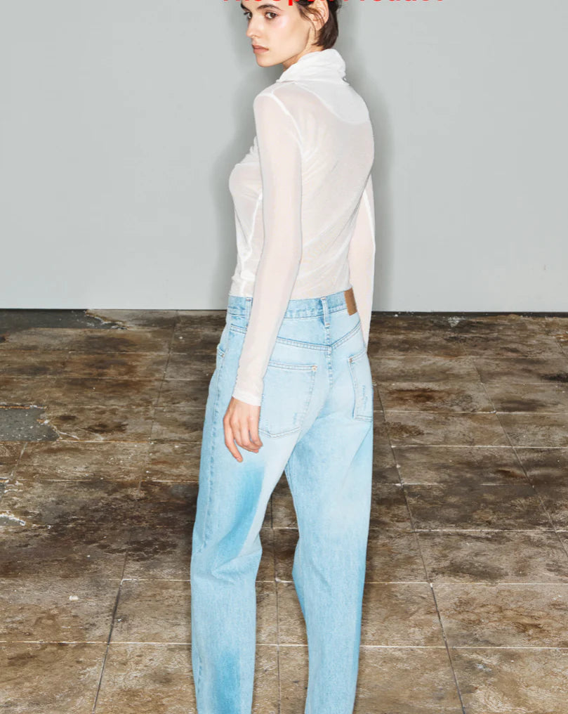 TURTLENECK MESH TOP WHITE
