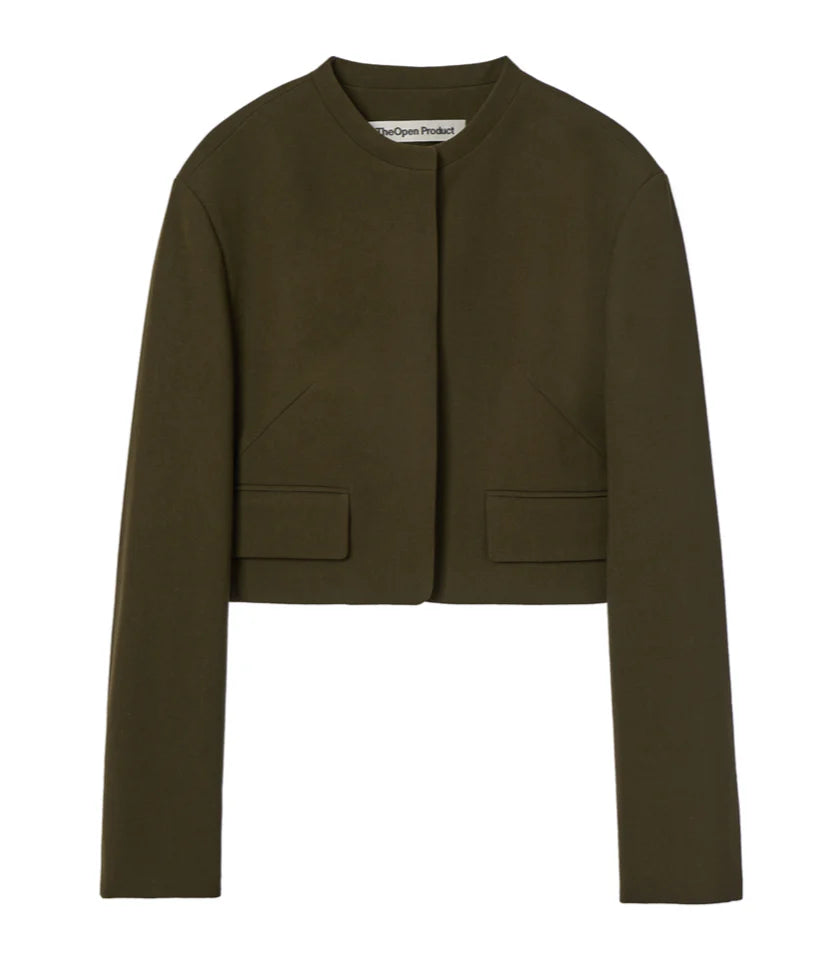 COLLARLESS CROPPED JACKET