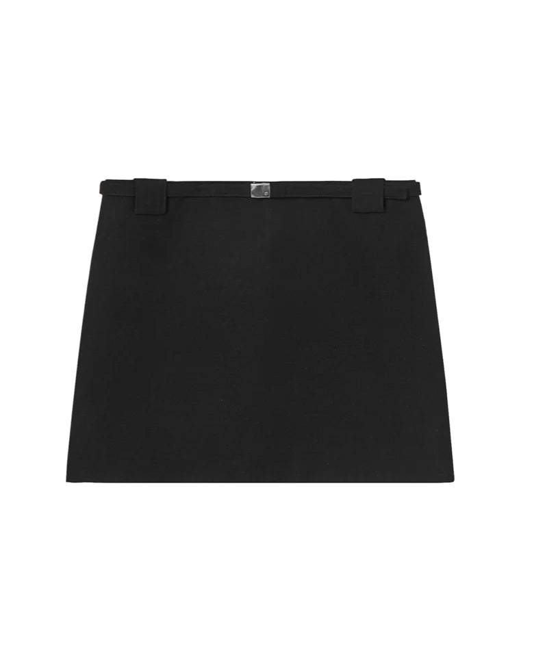 BELTED MINI SKIRT BLACK